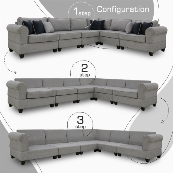 sofa HOBEL CORNER EVA LIGHT GREY BEATTO 1067/ DARK BLUE TOUCH 799 (6)