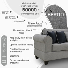 დივანი HOBEL CORNER EVA LIGHT GREY BEATTO 1067/ DARK BLUE TOUCH 799 (6)