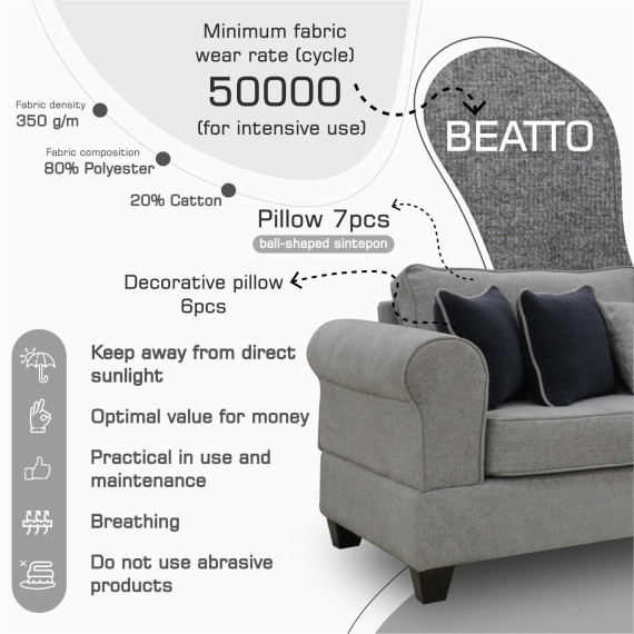 sofa HOBEL CORNER EVA LIGHT GREY BEATTO 1067/ DARK BLUE TOUCH 799 (6)