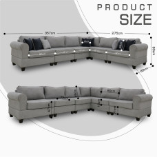 დივანი HOBEL CORNER EVA LIGHT GREY BEATTO 1067/ DARK BLUE TOUCH 799 (6)
