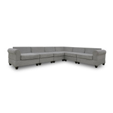 sofa HOBEL CORNER EVA LIGHT GREY BEATTO 1067/ DARK BLUE TOUCH 799 (6)