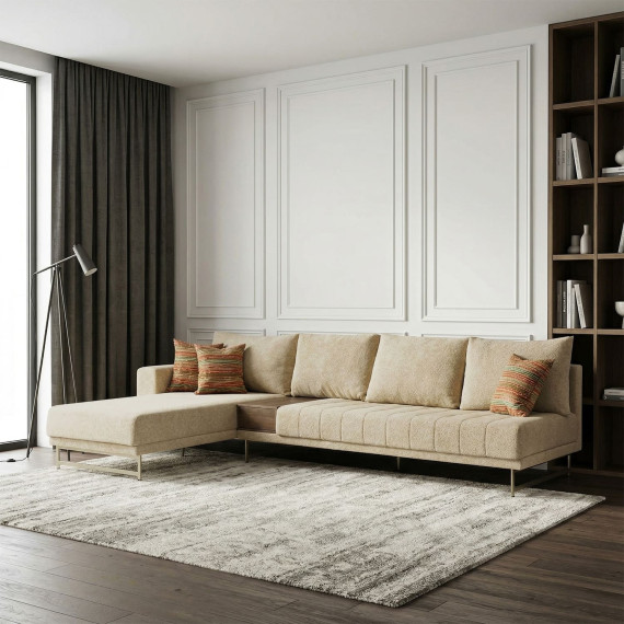 დივანი HOBEL CORNER KARAT CREAM BONCUK 6/ ONTARIO BAND JAFFA ORANGE L (2)