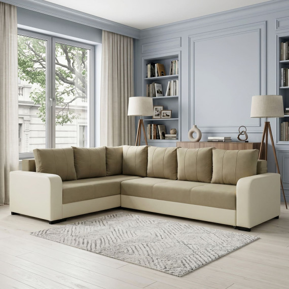დივანი HOBEL CORNER KATRIN F/P LEATHER VANILLA/BEIGE LEONARDO 3 L (6)