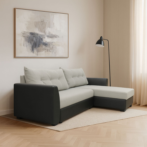 დივანი HOBEL CORNER MODERN LUXE BLACK 4503/ LIGHT GREY ASTERI 3 (4)