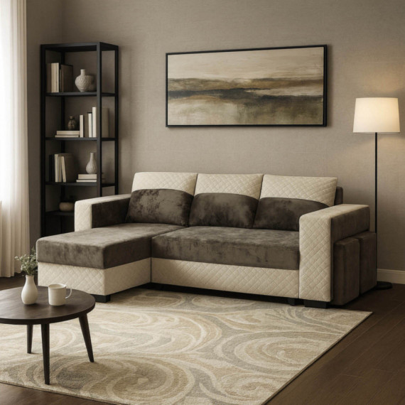 დივანი HOBEL CORNER SONYA F/P LIGHT CAPPUCCINO MONACO 4/CREAM BONCUK 6 L (5)