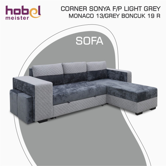 დივანი HOBEL CORNER SONYA F/P LIGHT GREY MONACO 13/GREY BONCUK 19 R (5)