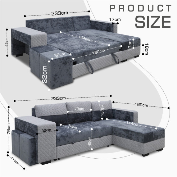 დივანი HOBEL CORNER SONYA F/P LIGHT GREY MONACO 13/GREY BONCUK 19 R (5)