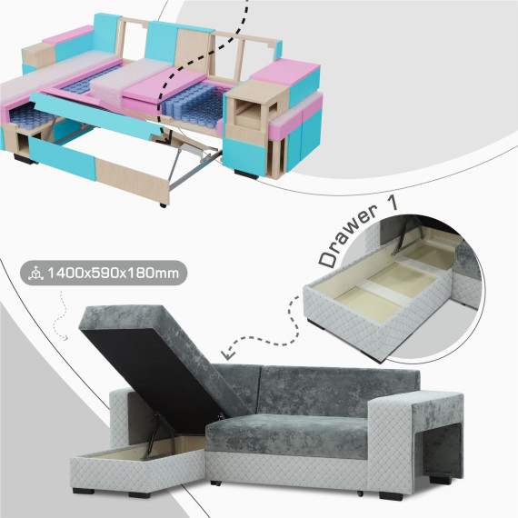 დივანი HOBEL CORNER SONYA GREY MONACO 14/LIGHT GREY BONCHUK 19  R G (5)