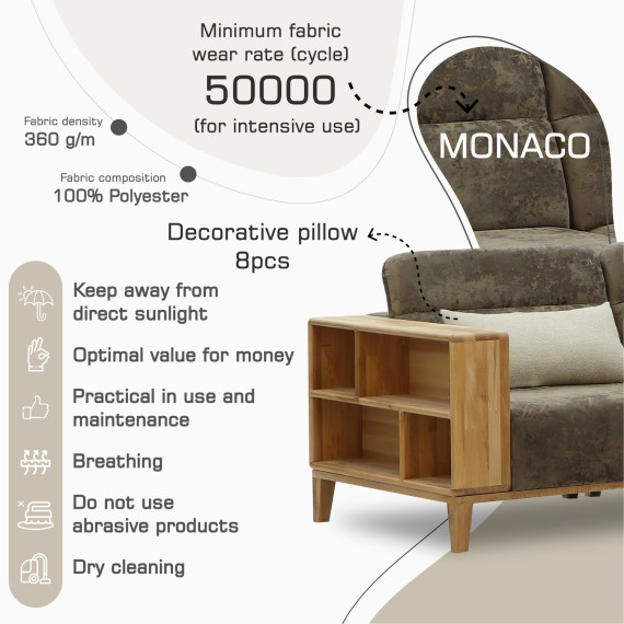 დივანი HOBEL CORNER WOOD DARK CAPPUCCINO MONACO 5/ INFINITY 103/INFINITY 290 R(5)