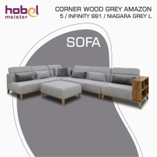 sofa HOBEL CORNER WOOD GREY AMAZON 5 / INFINITY 991 / NIAGARA GREY L (5)