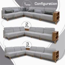 sofa HOBEL CORNER WOOD GREY AMAZON 5 / INFINITY 991 / NIAGARA GREY L (5)