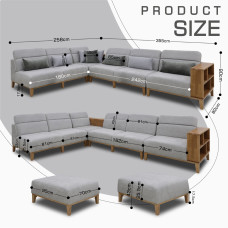 sofa HOBEL CORNER WOOD GREY AMAZON 5 / INFINITY 991 / NIAGARA GREY L (5)