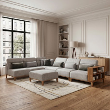დივანი HOBEL CORNER WOOD GREY AMAZON 5 / INFINITY 991 / NIAGARA GREY L (5)