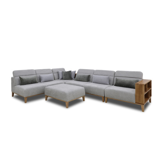 sofa HOBEL CORNER WOOD GREY AMAZON 5 / INFINITY 991 / NIAGARA GREY L (5)
