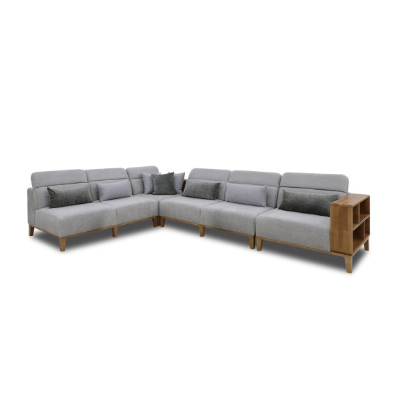 sofa HOBEL CORNER WOOD GREY AMAZON 5 / INFINITY 991 / NIAGARA GREY L (5)