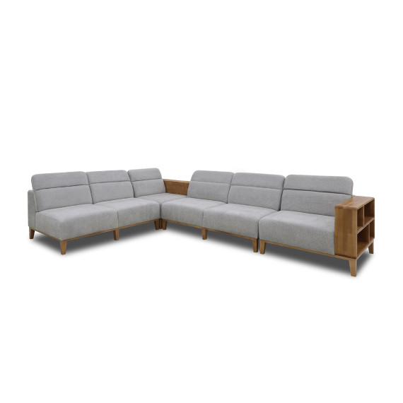 sofa HOBEL CORNER WOOD GREY AMAZON 5 / INFINITY 991 / NIAGARA GREY L (5)