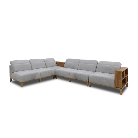 sofa HOBEL CORNER WOOD GREY AMAZON 5 / INFINITY 991 / NIAGARA GREY L (5)