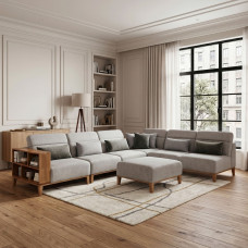 დივანი HOBEL CORNER WOOD GREY AMAZON 5 / INFINITY 991 / NIAGARA GREY R (5)