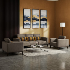 გარნიტური HOBEL DALI 3+1+1 BROWN SCANDI 6/ RETTIO 1001 (3)