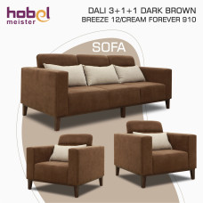sofa set HOBEL DALI 3+1+1 DARK BROWN BREEZE 12/CREAM FOREVER 910 (3)