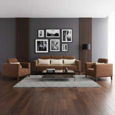 გარნიტური HOBEL DALI 3+1+1 DARK BROWN BREEZE 12/CREAM FOREVER 910 (3)