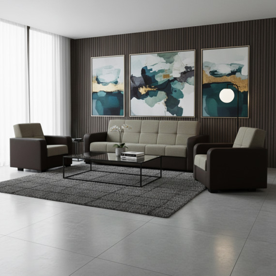 გარნიტური HOBEL FROST 3+1+1 F/R COFFEE V460/LIGHT BROWN ASTERI 12 (4)