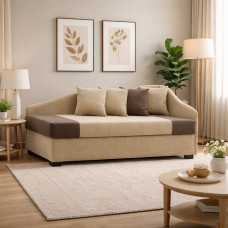 დივანი HOBEL BIG-BEN BEIGE LEONARDO 03/ DARK BROWN LEONARDO 06 R (2)