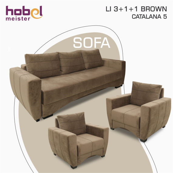 гарнитур HOBEL LI 3+1+1 BROWN CATALANA 5 (5)
