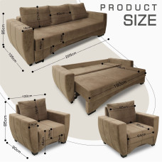 sofa set HOBEL LI 3+1+1 BROWN CATALANA 5 (5)