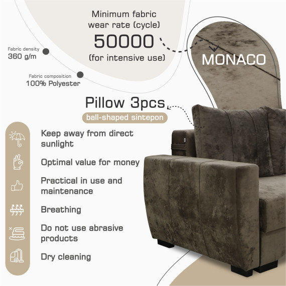 sofa HOBEL LI F/P BROWN MONACO 5 (4)