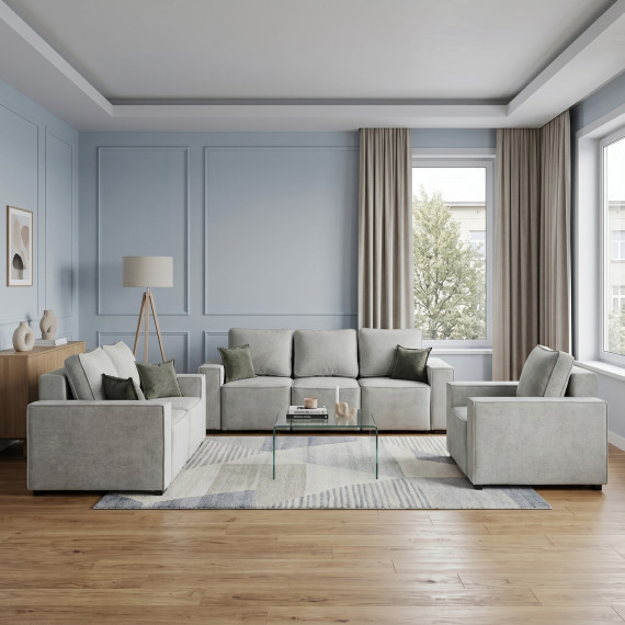 გარნიტური HOBEL LOTUS 3+2+1 F/P LIGHT GREY BELLA 12/NIAGARA GREY (15)