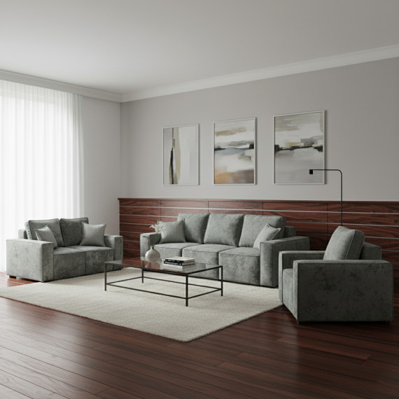 გარნიტური HOBEL LOTUS 3+2+1 GREY MONACO 14/ INFINITY 911 (15)