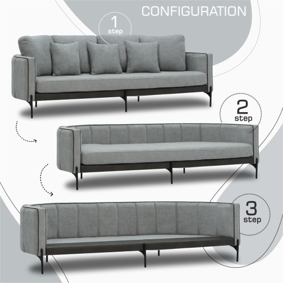 გარნიტური HOBEL MARIA 3+1+1 KAX7005 BLACK / GREY PHANTOM 14/ GREY PHANTOM 19 (3)