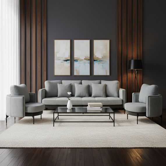 გარნიტური HOBEL MARIA 3+1+1 KAX7005 BLACK / GREY PHANTOM 14/ GREY PHANTOM 19 (3)