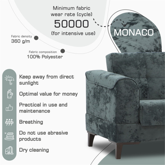 გარნიტური HOBEL MARK 3+1+1 DARK GREY MONACO 15 / LIGHT GREY MONACO 13 (3)