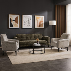 გარნიტური HOBEL MARK 3+1+1 LIGHT CAPPUCCINO MONACO 4/ BROWN MONACO 5 (3)