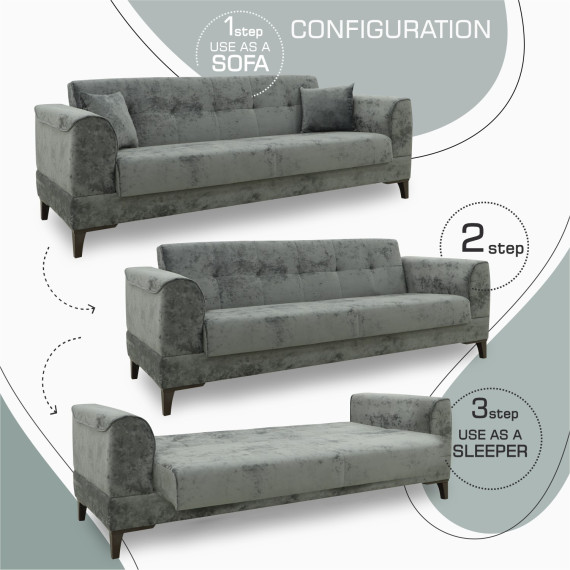 გარნიტური HOBEL MARK 3+1+1 LIGHT GREY MONACO 13/ DARK GREY MONACO 15 (3)