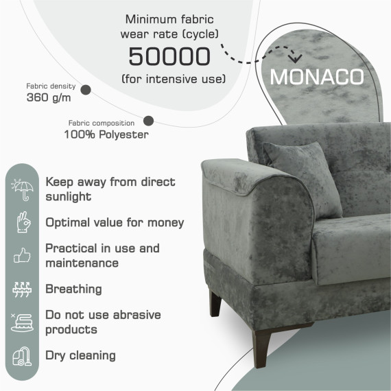 გარნიტური HOBEL MARK 3+1+1 LIGHT GREY MONACO 13/ DARK GREY MONACO 15 (3)