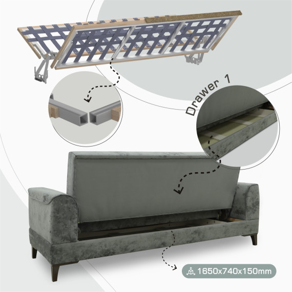 გარნიტური HOBEL MARK 3+1+1 LIGHT GREY MONACO 13/ DARK GREY MONACO 15 (3)