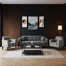 გარნიტური HOBEL MARK 3+1+1 LIGHT GREY MONACO 13/ DARK GREY MONACO 15 (3)