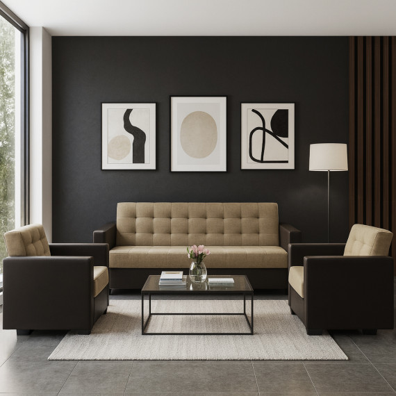 გარნიტური HOBEL MARVEL 3+1+1 COFFEE V460/ BEIGE SCANDI 4 (4)