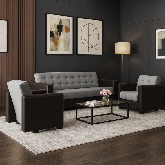 გარნიტური HOBEL MARVEL 3+1+1 GRAY 8410/ GRAY SCANDI 18 (4)