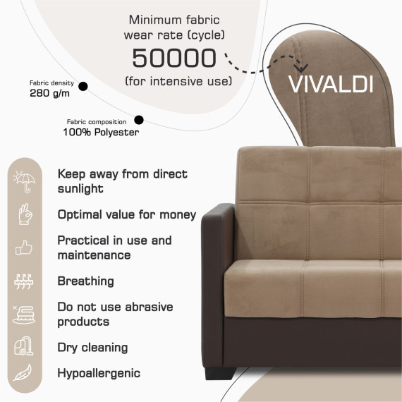 დივანი HOBEL MARVEL ECONOM COFFEE V460/BROWN VIVALDI 22 (2)