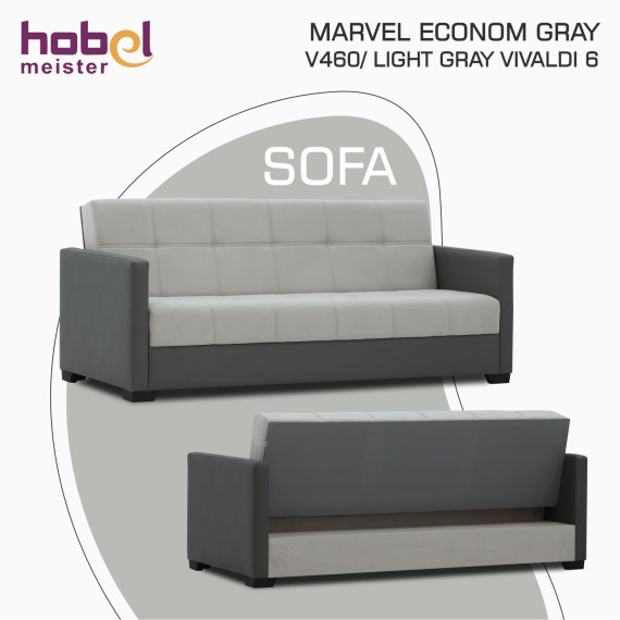 დივანი HOBEL MARVEL ECONOM GRAY V460/ LIGHT GRAY VIVALDI 6 (2)