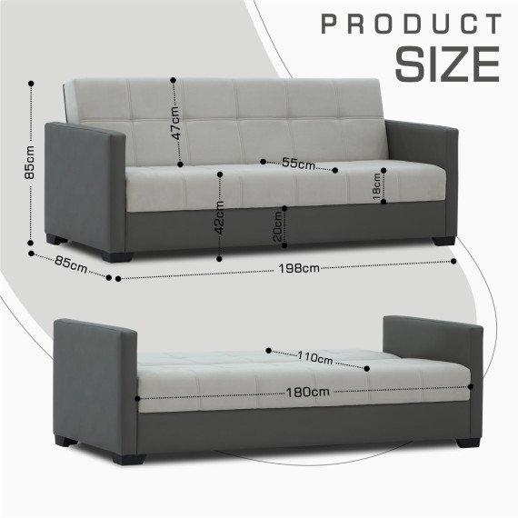 დივანი HOBEL MARVEL ECONOM GRAY V460/ LIGHT GRAY VIVALDI 6 (2)