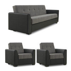 гарнитур HOBEL MODERN LUX 3+1+1 F/R BLACK 4503/ DARK GREY LEONARDO 15 (4)