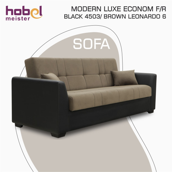 sofa HOBEL MODERN LUXE ECONOM F/R BLACK 4503/ BROWN LEONARDO 6 (2)
