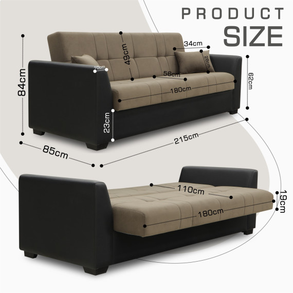 sofa HOBEL MODERN LUXE ECONOM F/R BLACK 4503/ BROWN LEONARDO 6 (2)