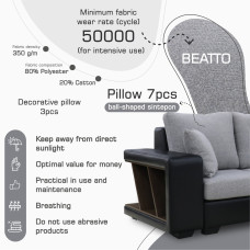 sofa HOBEL NEW CORNER CORONA F/R BLACK PHANTOM 15/ LIGHT GREY BEATTO 1067 R (10)