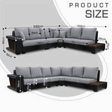 sofa HOBEL NEW CORNER CORONA F/R BLACK PHANTOM 15/ LIGHT GREY BEATTO 1067 R (10)